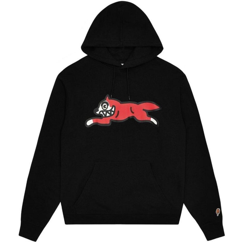 ICECREAM Mens Running Dog Graphic Print Pullover Hoodie / Black
